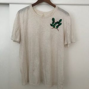 Anthropologie Embroidered Cactus Tee XL Top TINY